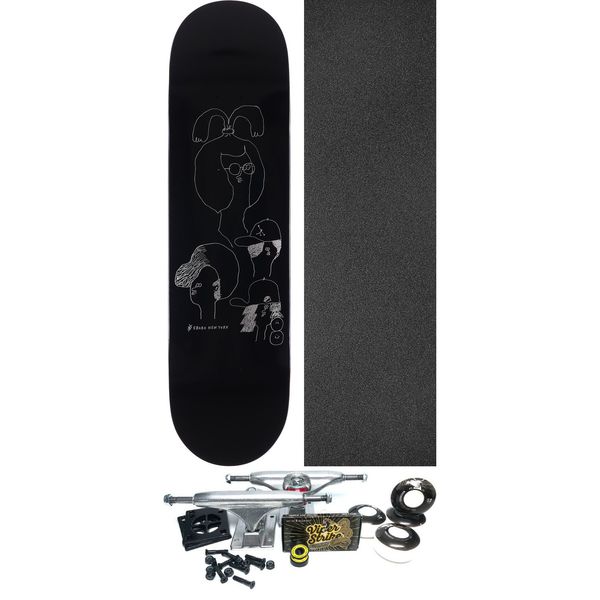 5Boro NYC Skateboards Marx / Nardelli NY Heads Black Skateboard Deck - 8" x 31.875" - Complete Skateboard Bundle